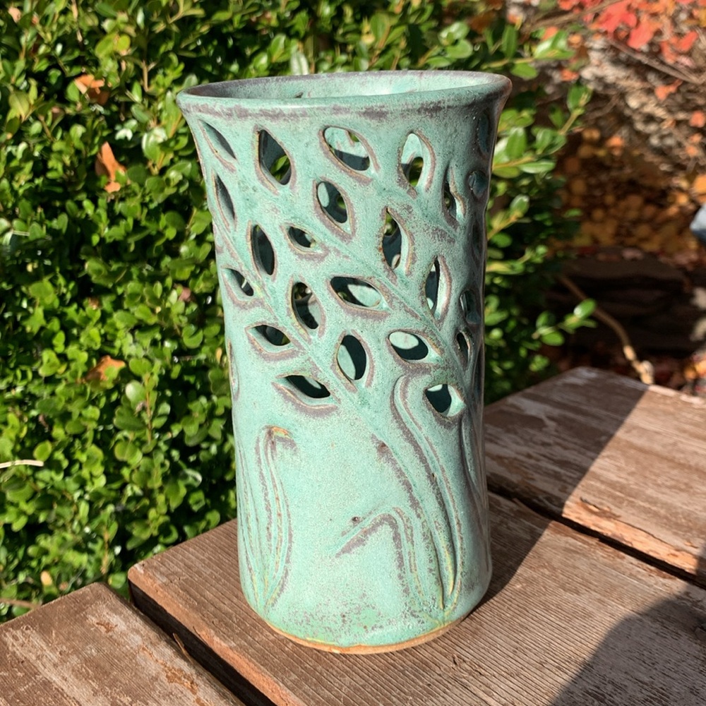 Pottery candleholder by Rochester Folk Art Guild Pottery, Middlesex, New York